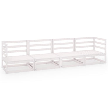 vidaXL Outdoor-Sofa 4-Sitzer Weiß Massivholz Kiefer