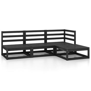 vidaXL Salon de jardin 4 pcs noir bois de pin massif
