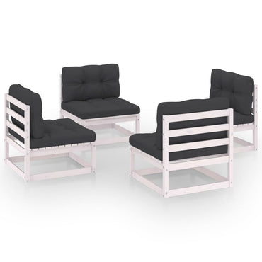 vidaXL Salon de jardin 4 pcs avec coussins, bois de pin massif