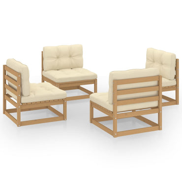 vidaXL 4-tlg. Garten-Lounge-Set mit Kissen Kiefer Massivholz