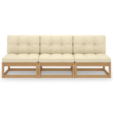 vidaXL 3-Sitzer-Sofa mit Kissen Kiefer Massivholz