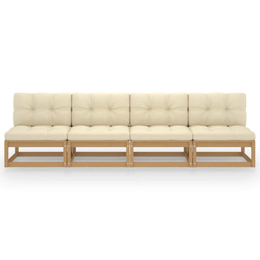 vidaXL 4-Sitzer-Gartensofa mit Kissen Kiefer Massivholz