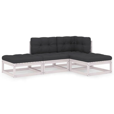 vidaXL Salon de jardin 4 pcs avec coussins Bois de pin massif