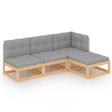 vidaXL Salon de jardin 4 pcs avec coussins, bois de pin massif