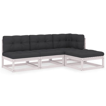 vidaXL Salon de jardin 4 pcs avec coussins, bois de pin massif