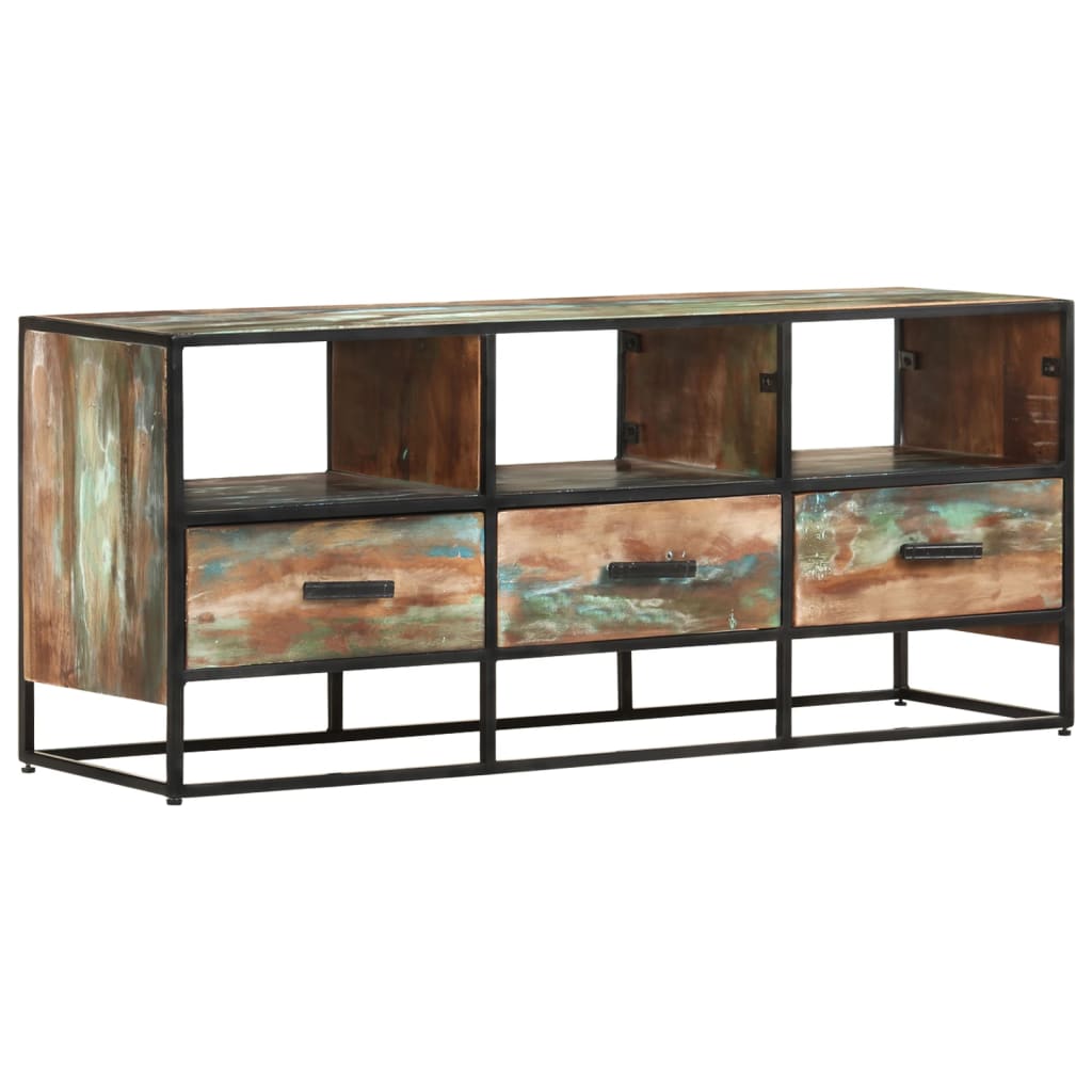 vidaXL Meuble TV 110x30x45 cm en bois de récupération massif