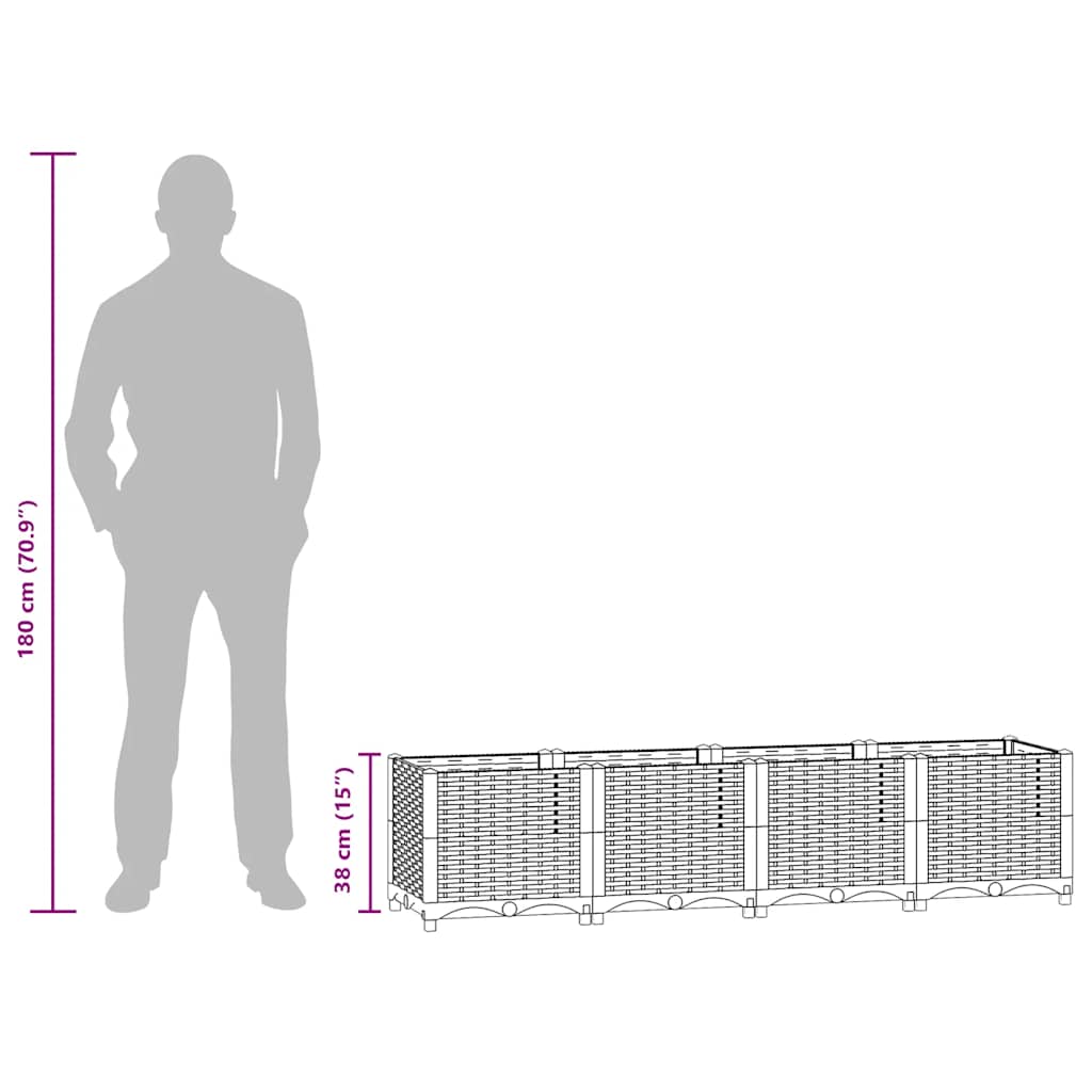 Hochbeet 160 x 40 x 38 cm Polypropylen