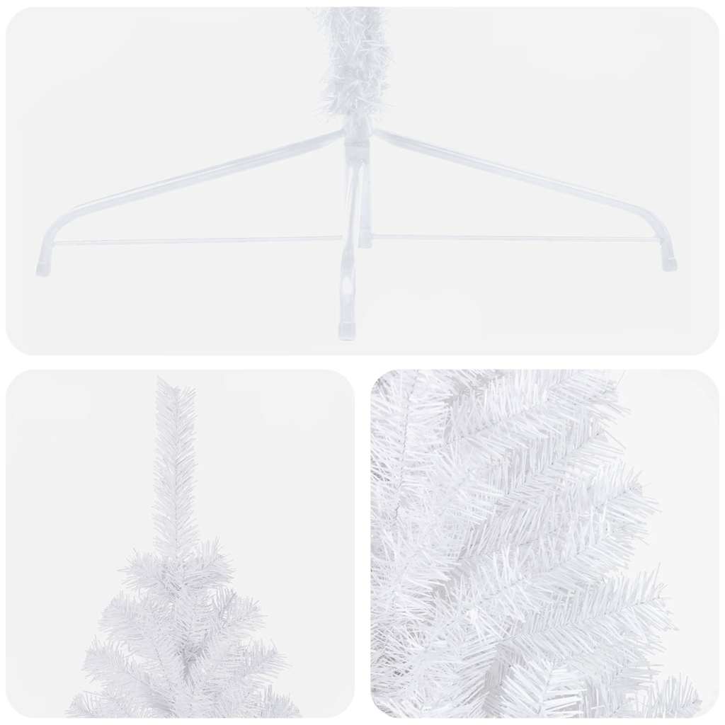 vidaXL Künstlicher Halb-Weihnachtsbaum Beleuchtung Kugeln Weiß 180 cm