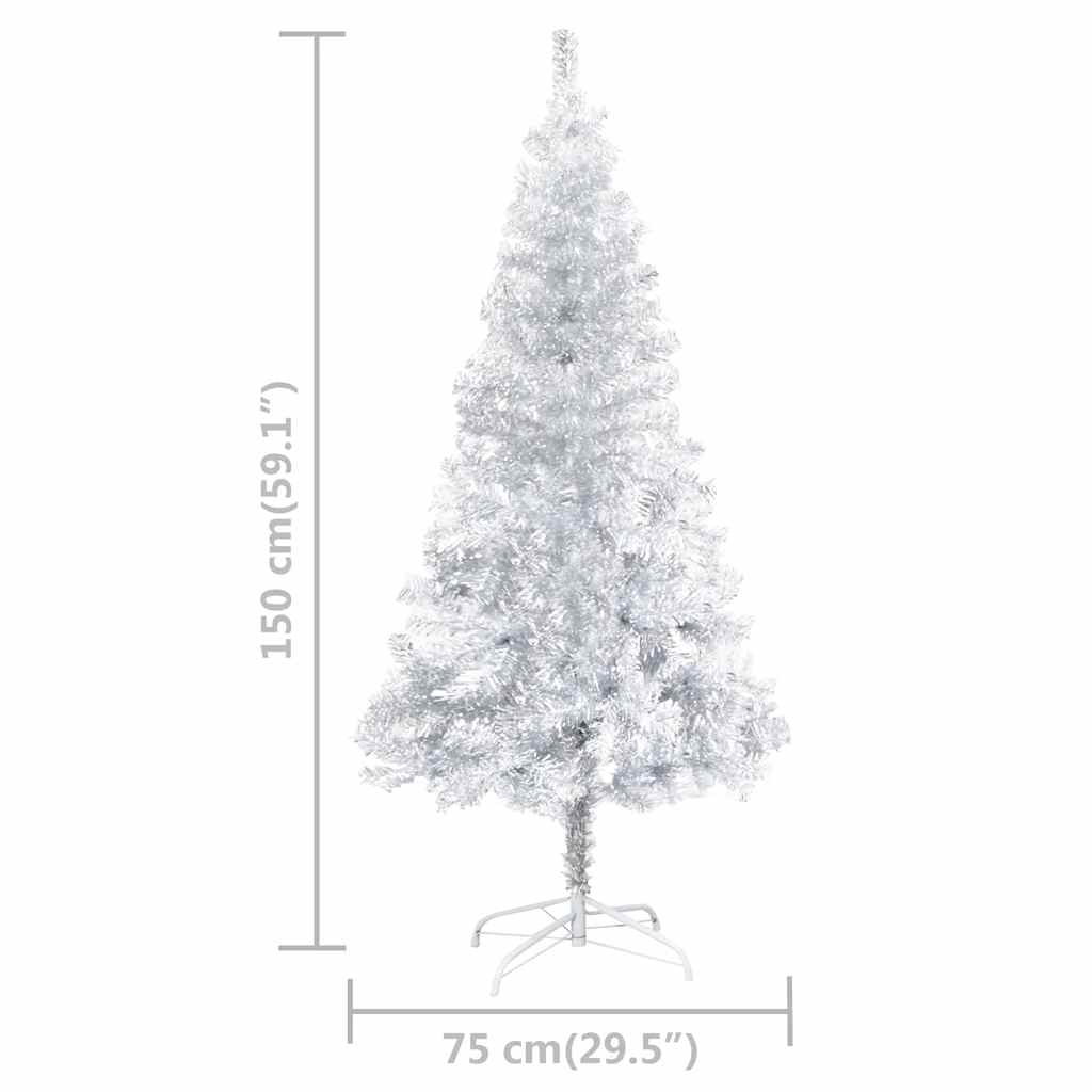 vidaXL Künstlicher Weihnachtsbaum Beleuchtung & Kugeln Silber 150 cm