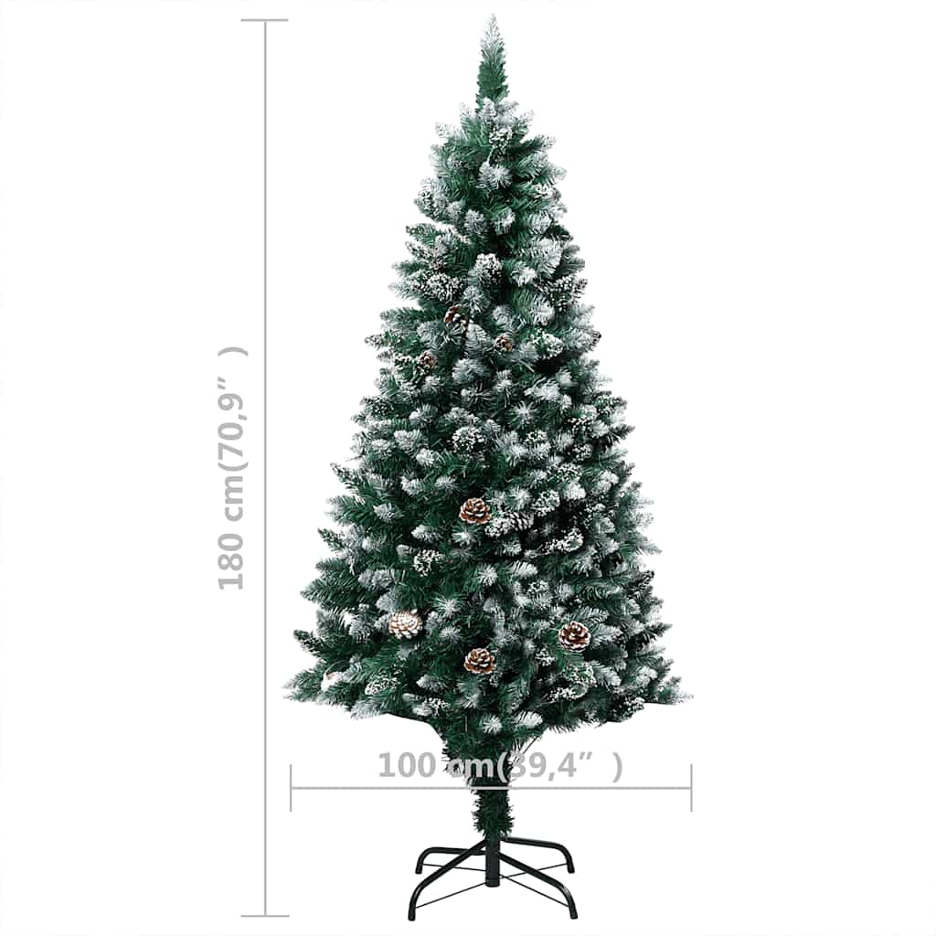 vidaXL Künstlicher Weihnachtsbaum mit LEDs Kugeln Zapfen 180 cm