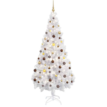 vidaXL Künstlicher Weihnachtsbaum mit Beleuchtung & Kugeln Weiß 180 cm