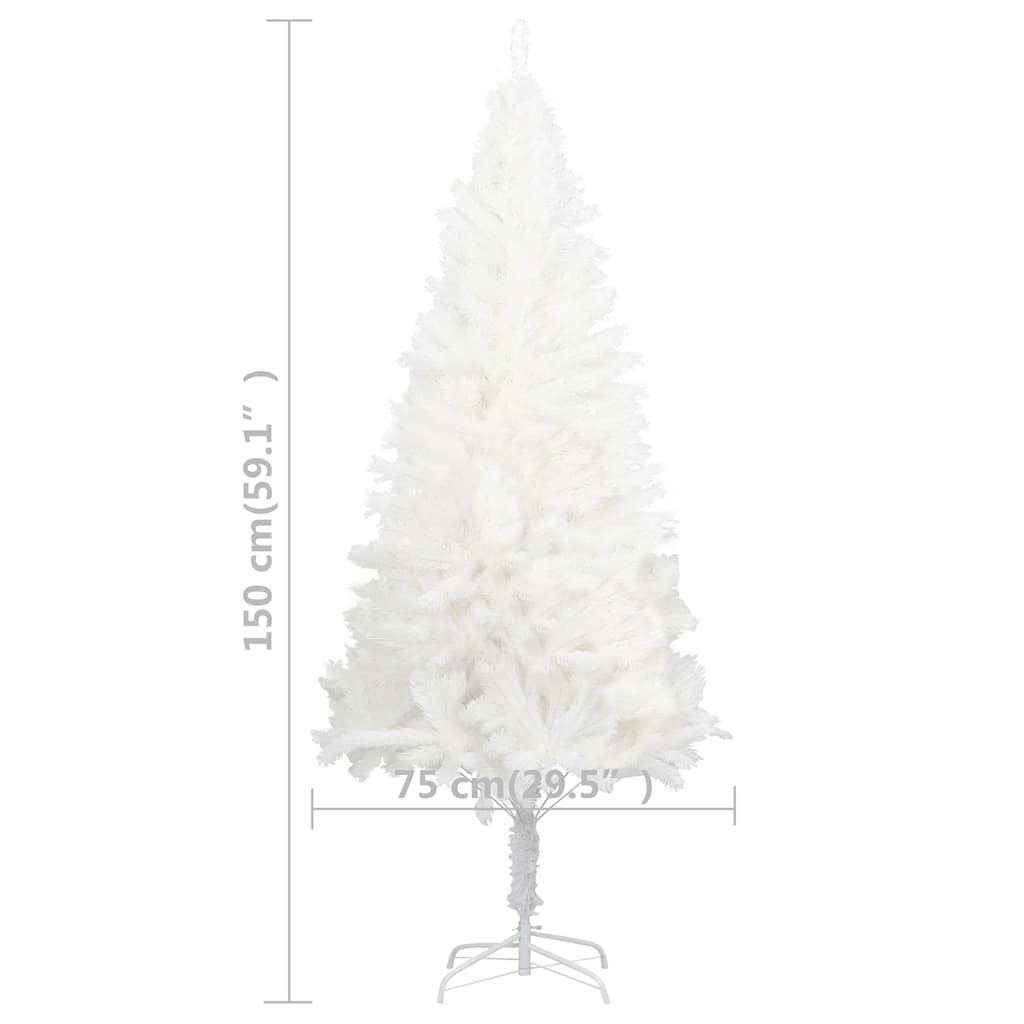 vidaXL Sapin de Noël artificiel avec lumières et boules Blanc 150 cm