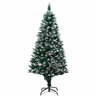vidaXL Künstlicher Weihnachtsbaum mit LEDs Kugeln Zapfen 180 cm