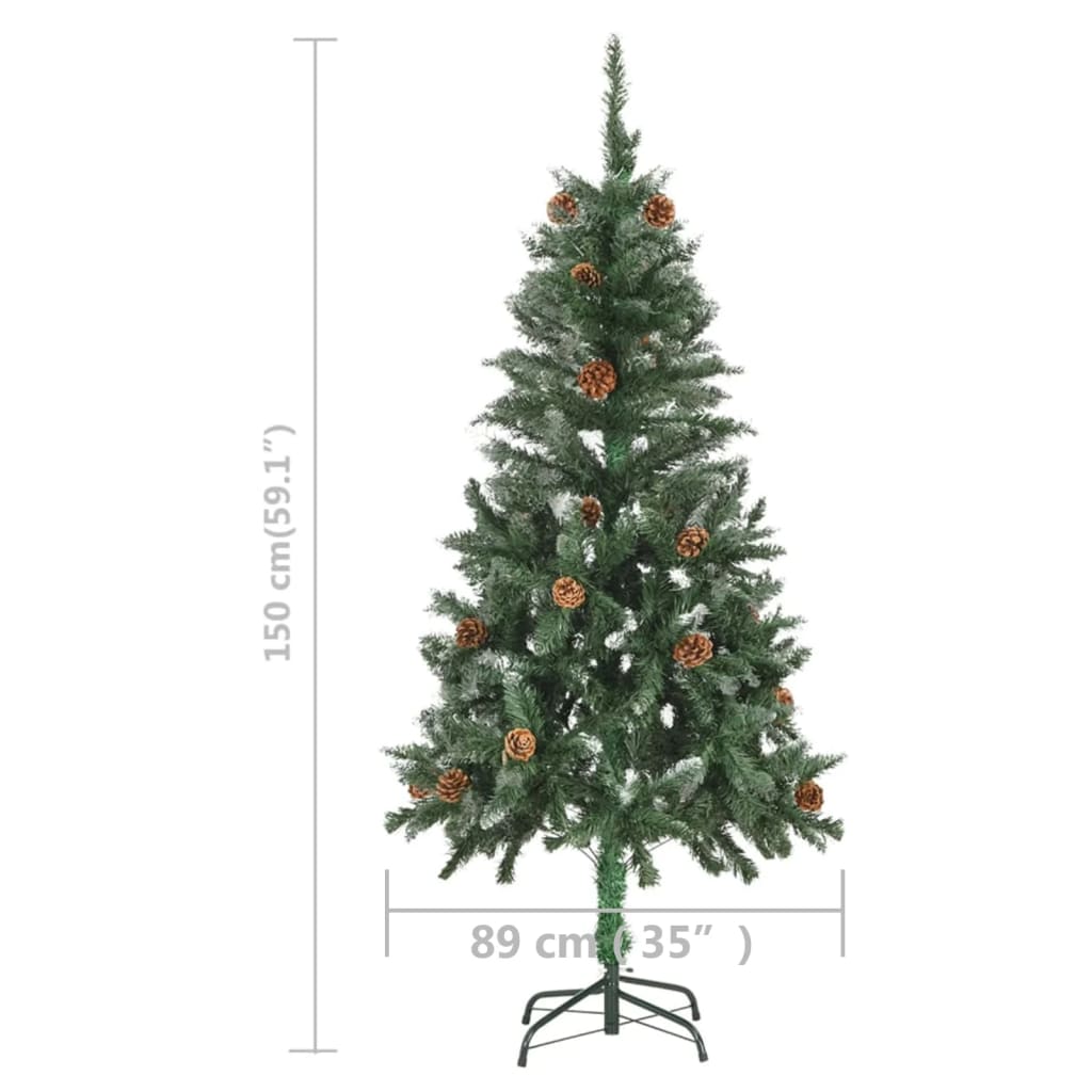 vidaXL Künstlicher Weihnachtsbaum mit Beleuchtung & Zapfen 150 cm