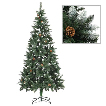 vidaXL Künstlicher Weihnachtsbaum mit Beleuchtung Kugeln Zapfen 210 cm