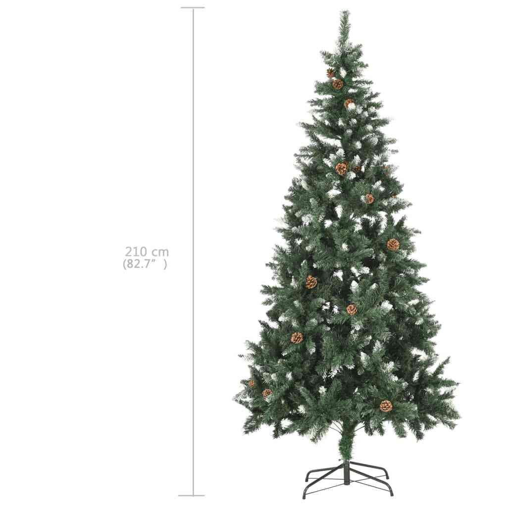 vidaXL Künstlicher Weihnachtsbaum mit Beleuchtung Kugeln Zapfen 210 cm