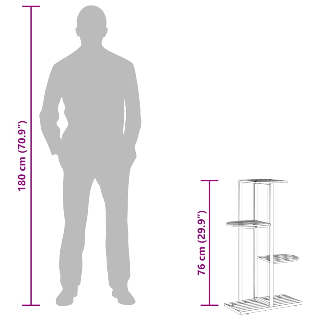 Blumenständer 4-Etagen 43x22x76 cm Schwarz Metall