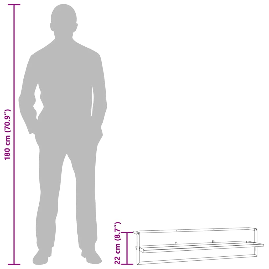 Handtuchhalter Schwarz 95x25x22 cm Eisen