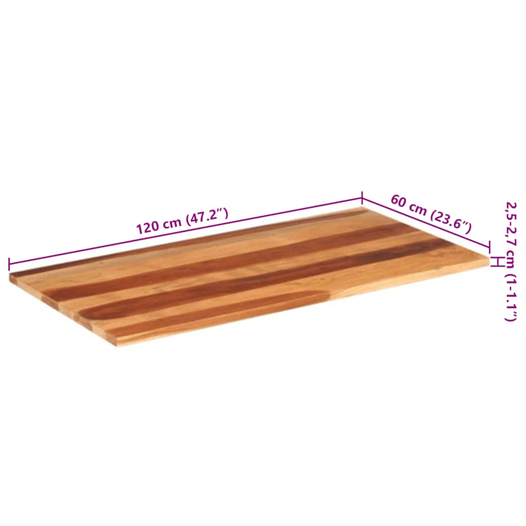 vidaXL Plateau de table 120x60x(2,5-2,7) cm Bois de Sesham massif