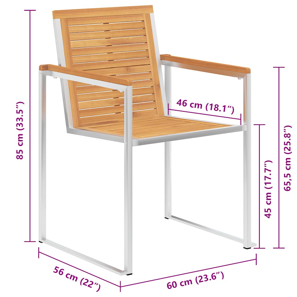 vidaXL 4 Stk. Gartenstühle mit Kissen Massivholz Teak