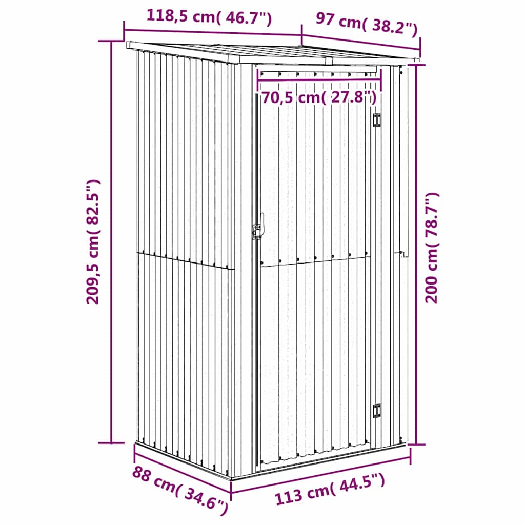 Gartenhaus Grün 118,5x97x209,5 cm Verzinkter Stahl