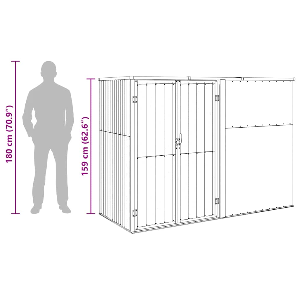 Gerätehaus Anthrazit 225x89x161 cm Verzinkter Stahl