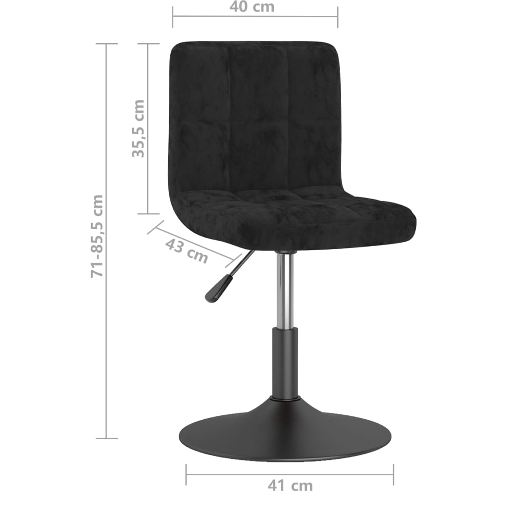 vidaXL Chaises de salle à manger pivotantes 2 pcs Noir Velours
