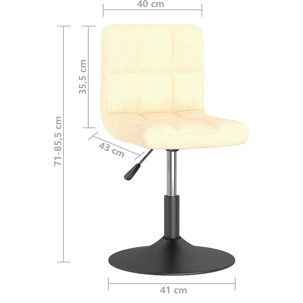 vidaXL Chaises de salle à manger pivotantes 2 pcs Crème Velours