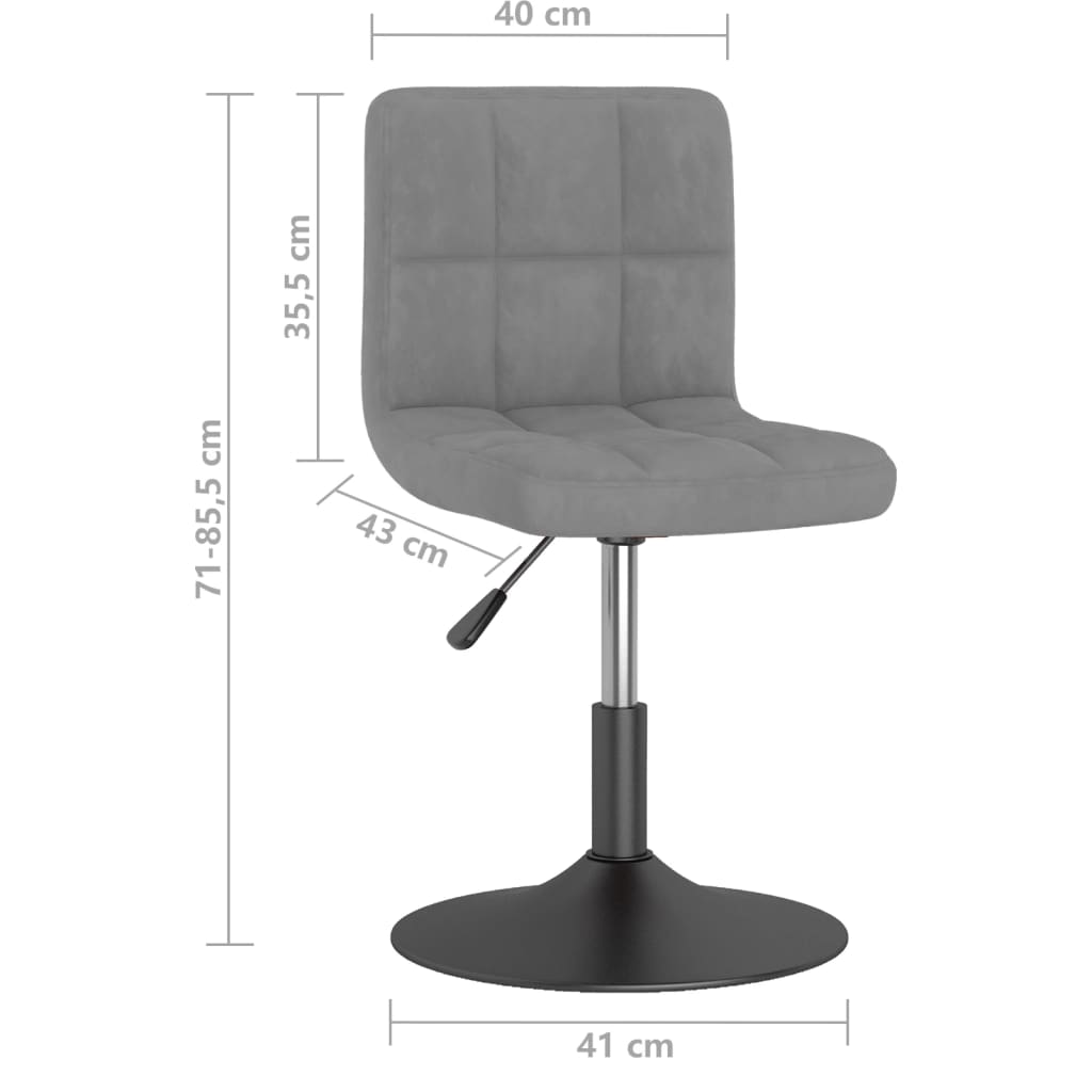 vidaXL Chaises de salle à manger pivotantes 2 pcs Gris clair Velours