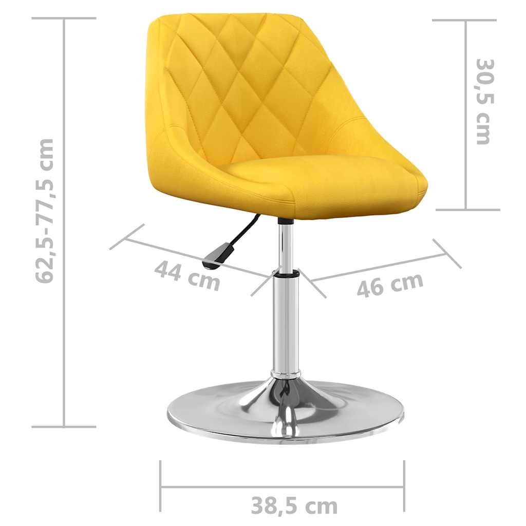 vidaXL Chaises de salle à manger pivotantes 2 pcs Velours jaune moutarde