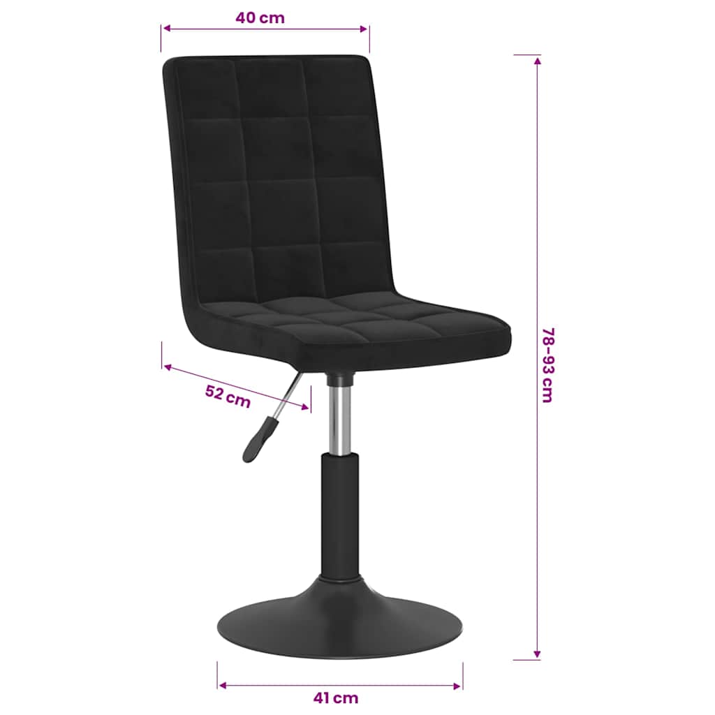 vidaXL Chaises de salle à manger pivotantes 2 pcs Velours noir