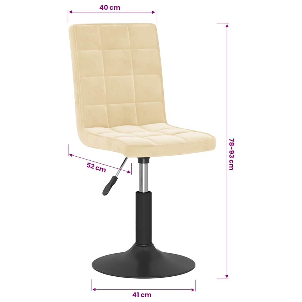 vidaXL Esszimmerstühle 2 Stk. Drehbar Creme Samt