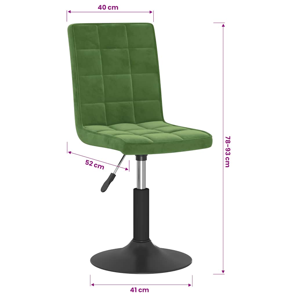 vidaXL Chaises de salle à manger pivotantes 2 pcs Vert foncé Velours
