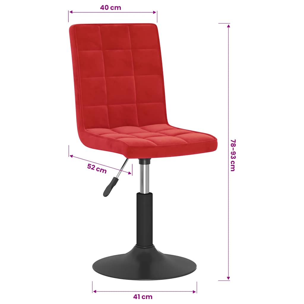 vidaXL Chaises de salle à manger pivotantes 2 pcs Velours rouge bordeaux