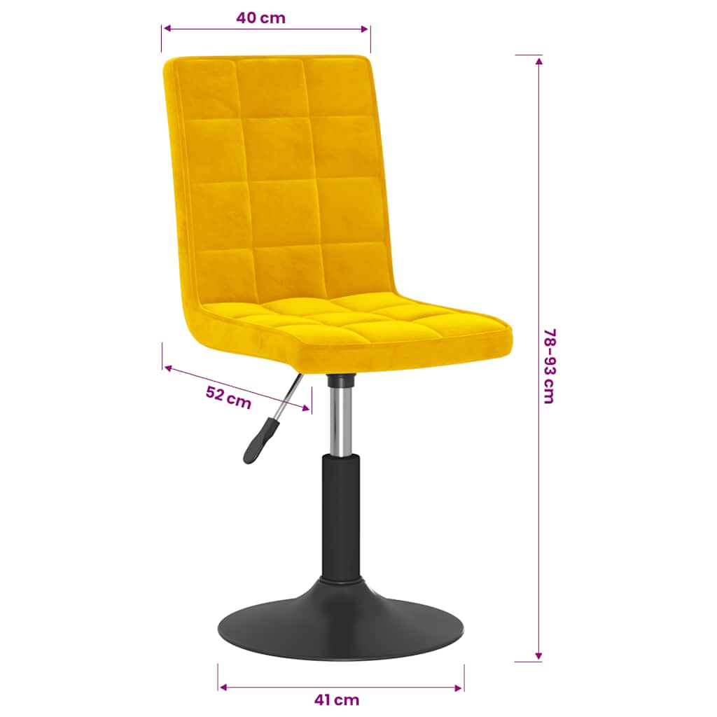 vidaXL Chaises de salle à manger pivotantes 2 pcs Velours jaune moutarde
