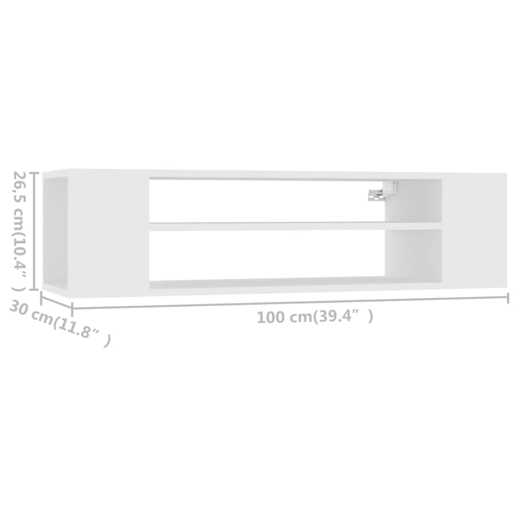 vidaXL Meuble TV mural Blanc 100x30x26,5 cm Bois d'ingénierie