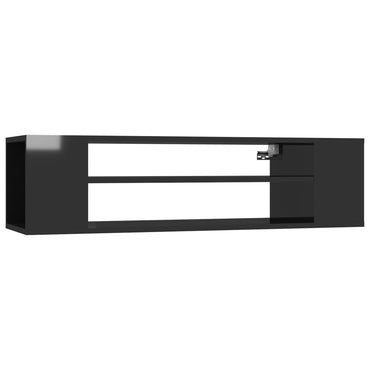 vidaXL Meuble TV suspendu noir brillant 100x30x26,5 cm Aggloméré