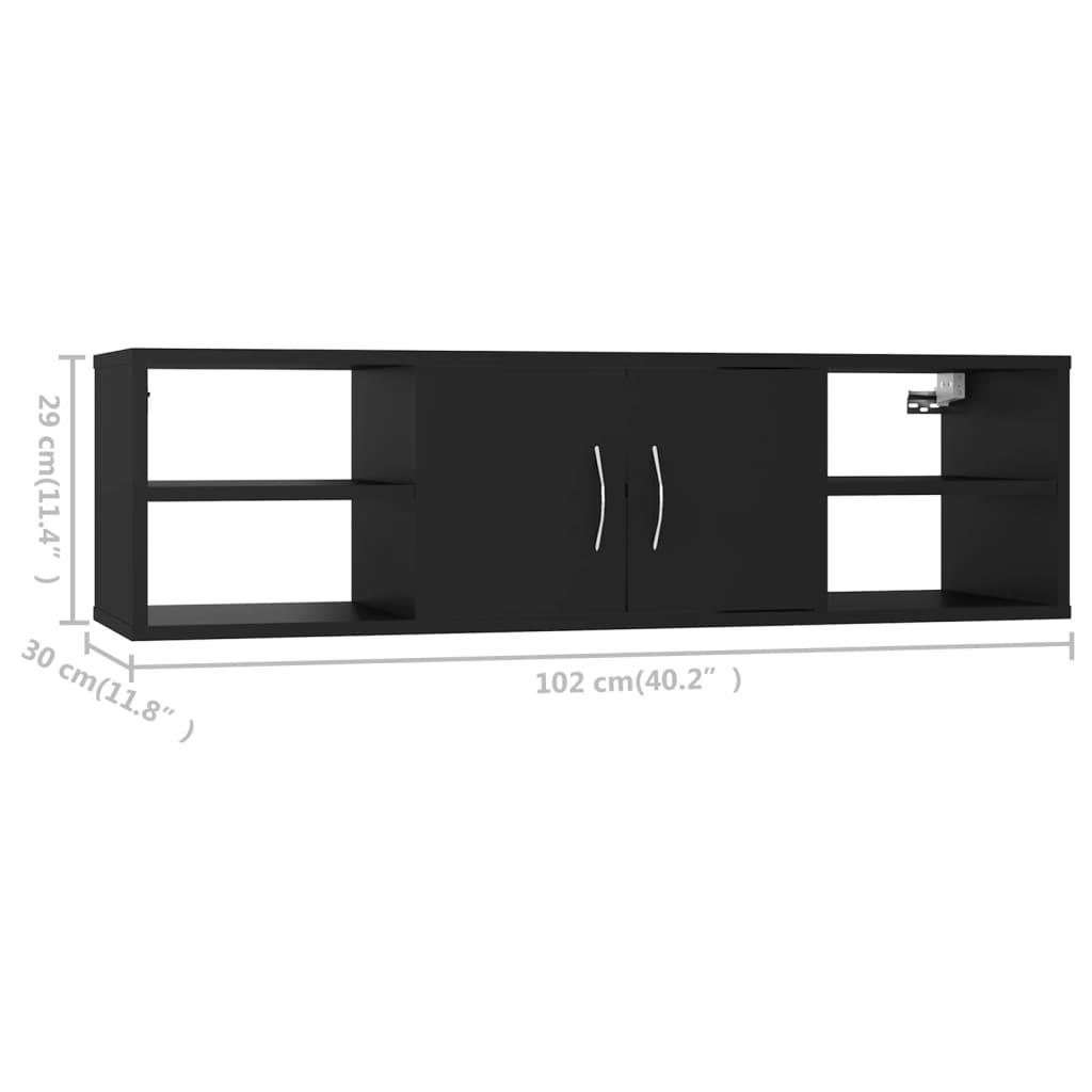 vidaXL Étagère murale noire 102x30x29 cm Bois d'ingénierie