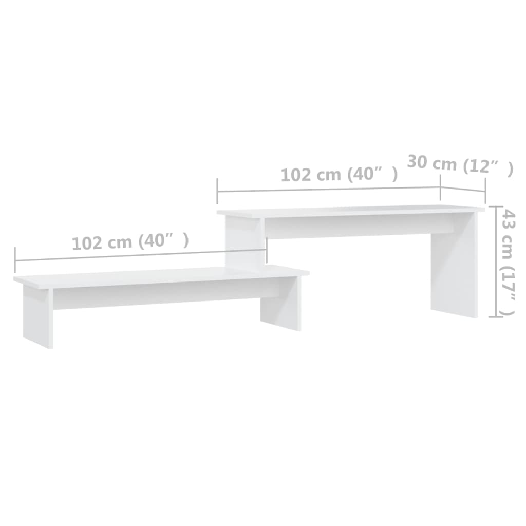 vidaXL Meuble TV Blanc 180x30x43 cm Bois d'ingénierie
