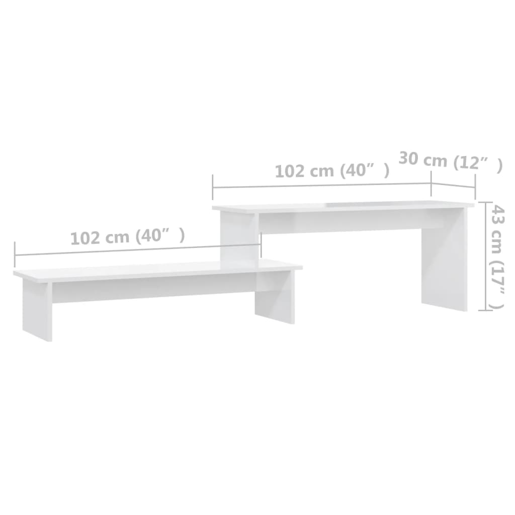 vidaXL Meuble TV blanc brillant 180x30x43 cm Aggloméré