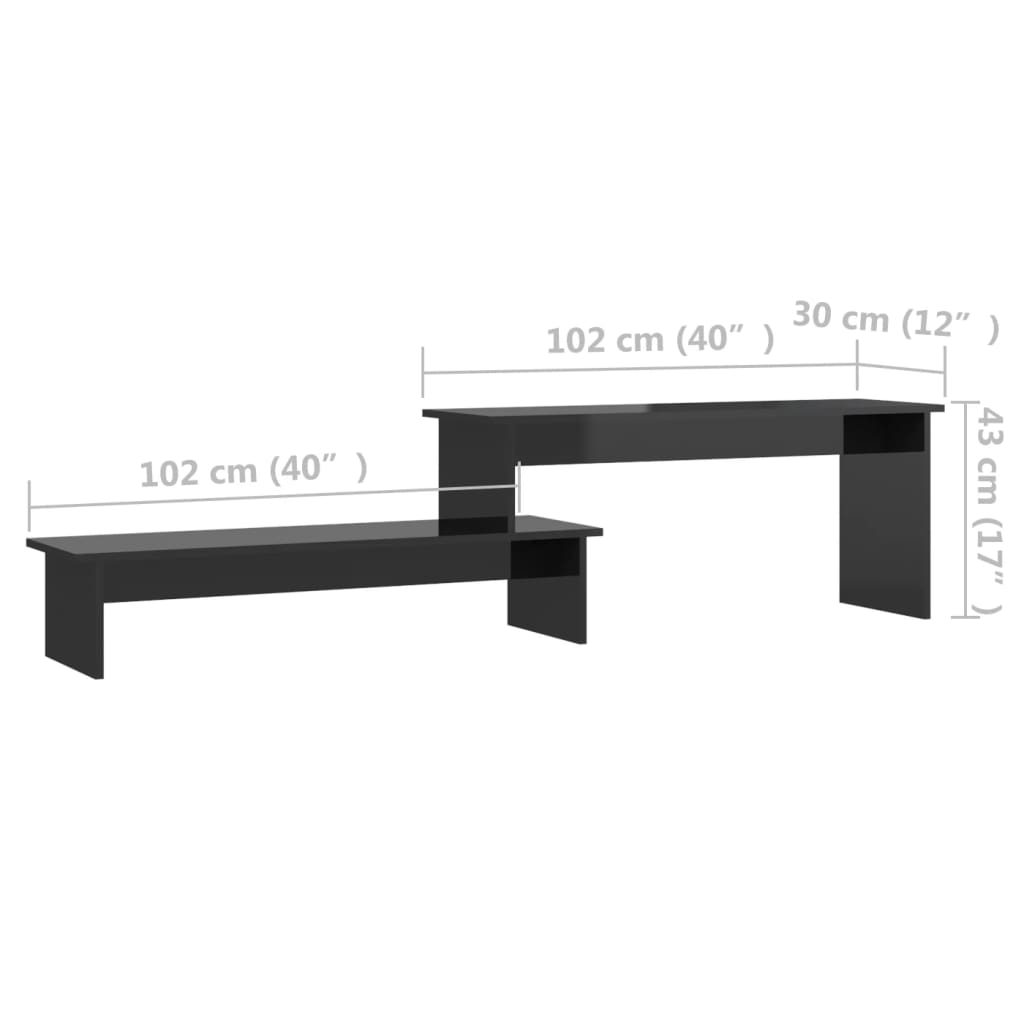 vidaXL Meuble TV Noir brillant 180x30x43 cm Bois d'ingénierie