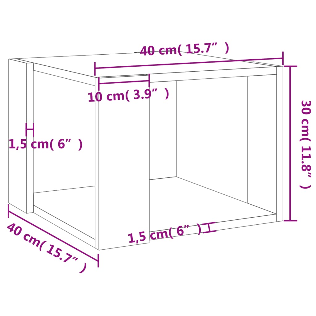 vidaXL Table basse gris béton 40x40x30 cm bois d'ingénierie