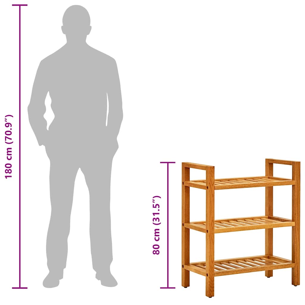 Schuhregal mit 4 Etagen 50x27x80 cm Massivholz Eiche
