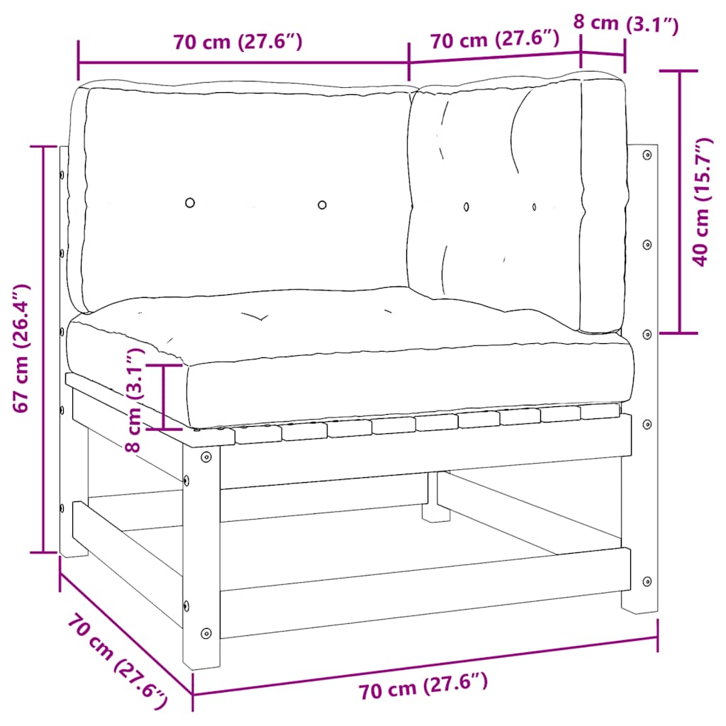 Garten-Ecksofas 2 Stk. mit Kissen Massivholz Kiefer