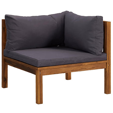 vidaXL Canapé d'angle modulaire avec coussins gris foncé Bois d'acacia massif