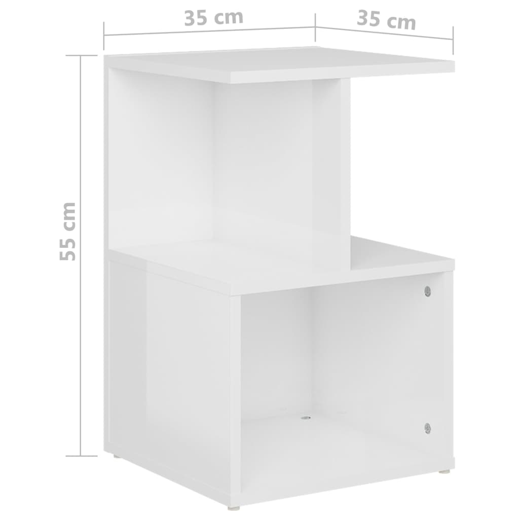 vidaXL Tables de chevet 2 pcs Blanc brillant 35x35x55 cm Bois d'ingénierie