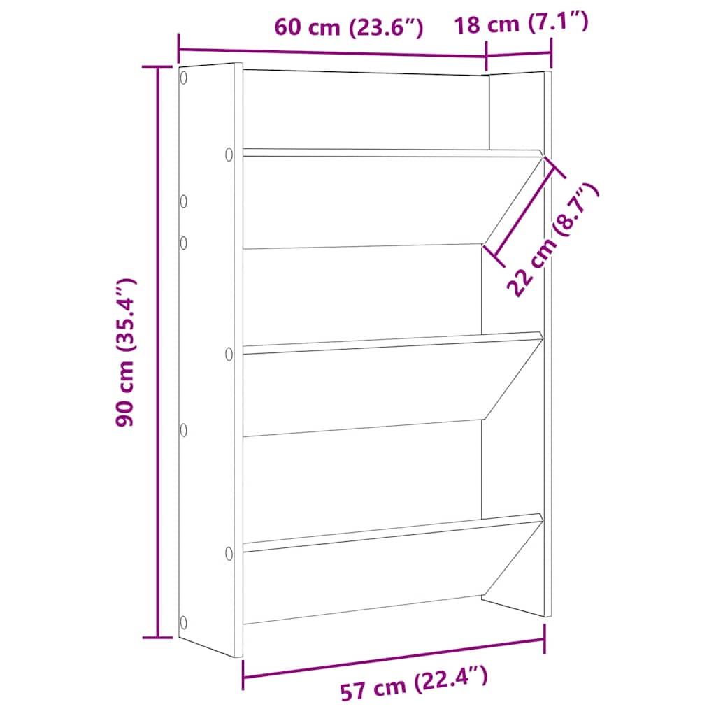 Wand-Schuhschränke 2 Stk. Sonoma-Eiche 60x18x90cm Holzwerkstoff