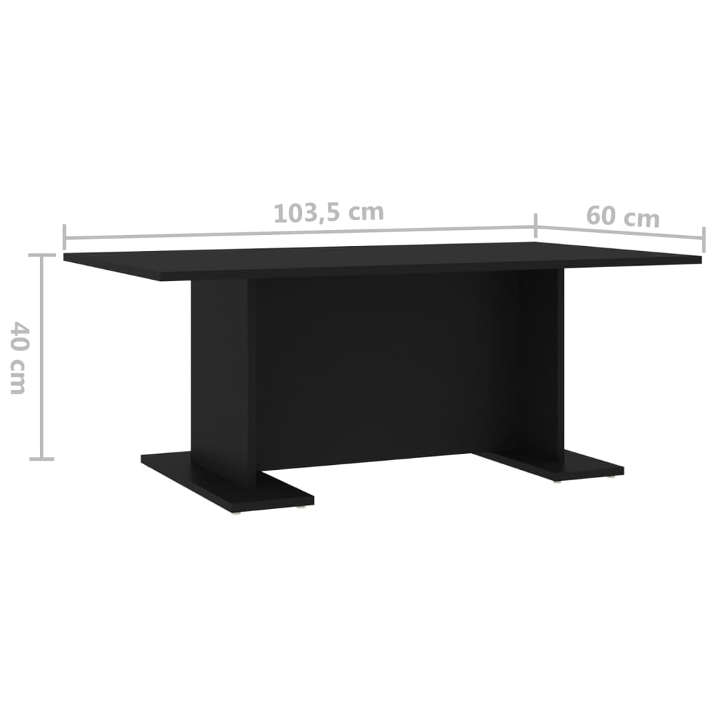 vidaXL Couchtisch Schwarz 103,5x60x40 cm Holzwerkstoff