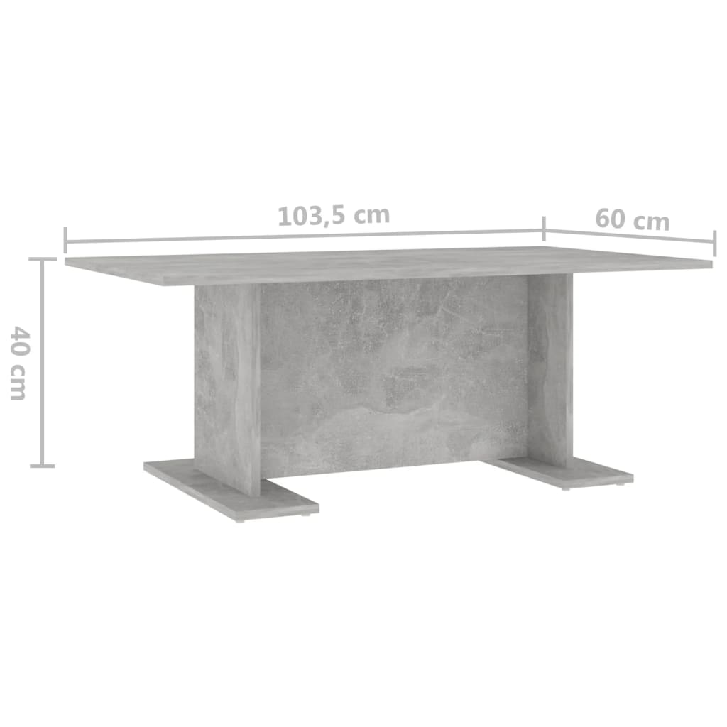 vidaXL Couchtisch Betongrau 103,5x60x40 cm Holzwerkstoff