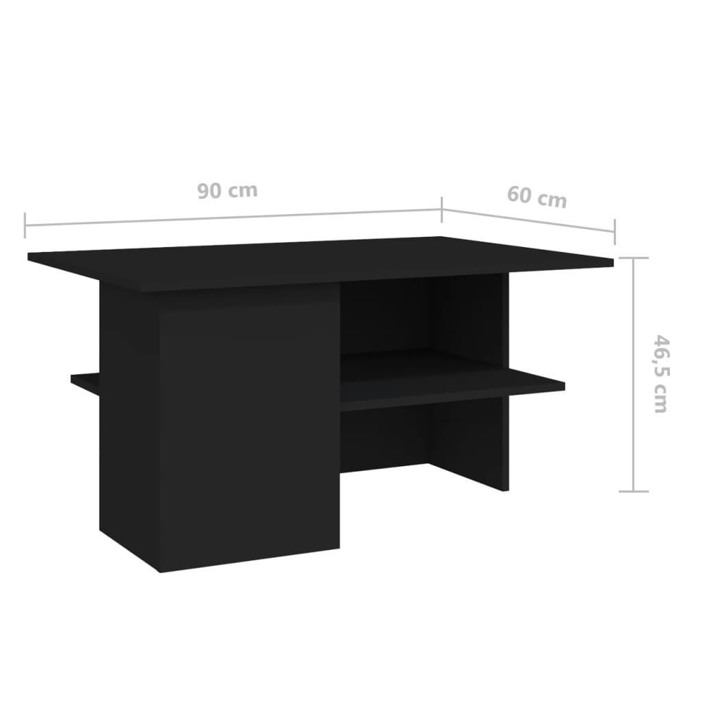 vidaXL Couchtisch Schwarz 90x60x46,5 cm Holzwerkstoff